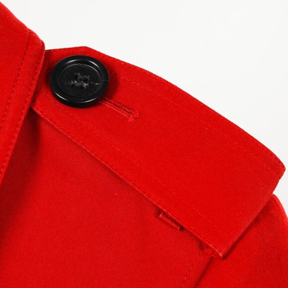Burberry Red Cotton Belted Double-Breasted Trench Coat - Picture 5 of 16
